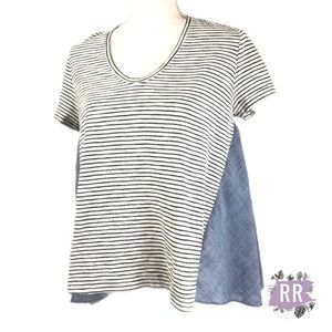 DELETTA Callista Babydoll Mixed Fabric Top PETITE